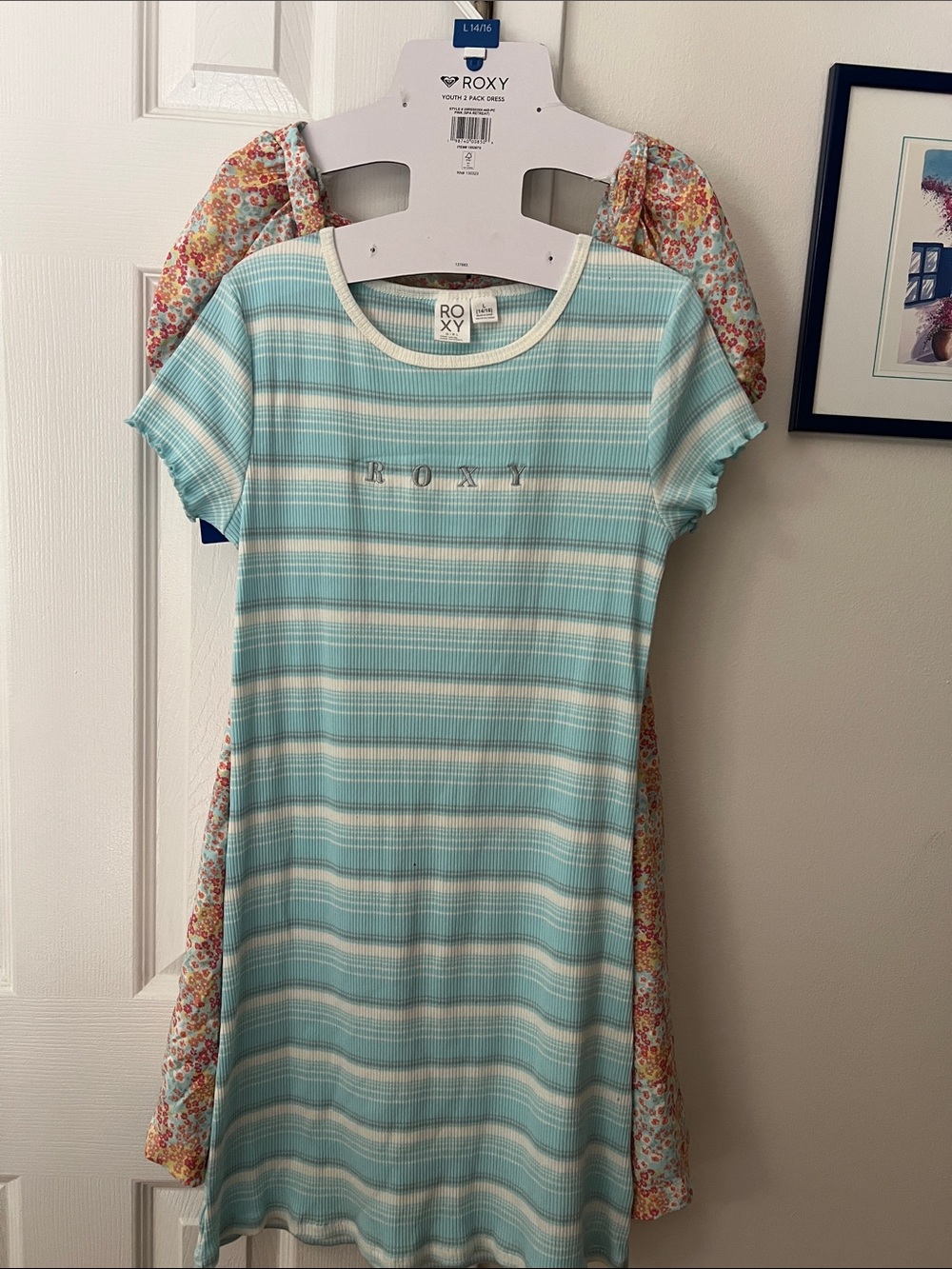Roxy Girls' Light Blue Striped Dresses NWT